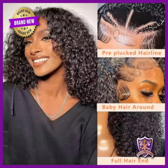 13x6 Lace Front Wig 250% Density Kinky Curly Human Hair Pre-Plucked main image 4